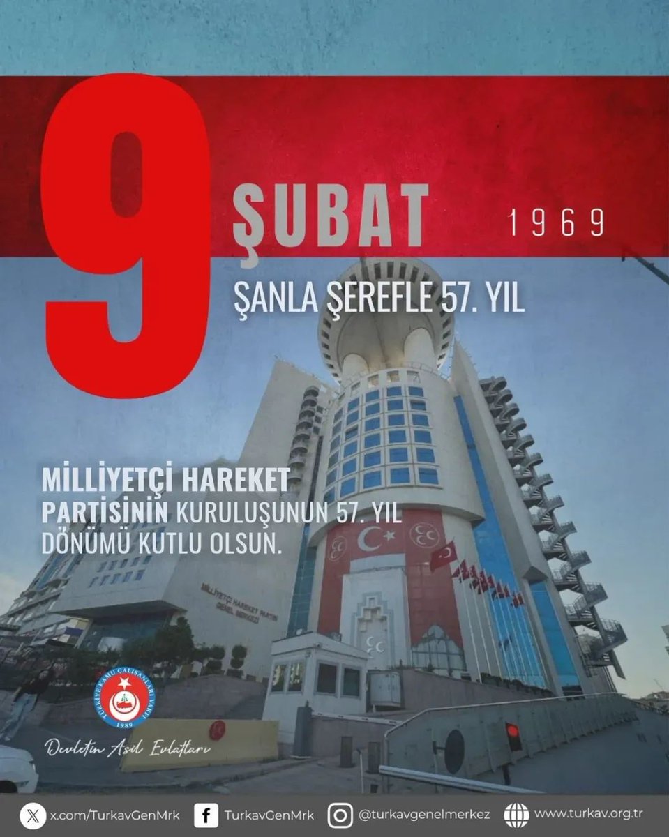 ŞANLA ŞEREFLE 57. YIL!

Milliyetçi Hareket Partisinin kuruluşunun 57. yıl dönümünü kutlarız.