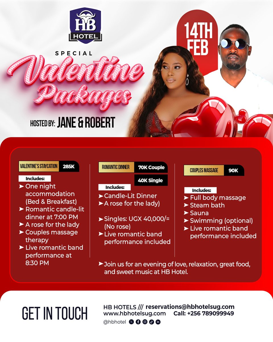 hbhotels_'s tweet photo. Make this Valentine’s weekend unforgettable with your most preferred companion @hbhotels_
Let love, warmth, and beautiful moments fill your days. ❤️
Call 0789 099 949 to book https://t.co/XmaXxKsdCM