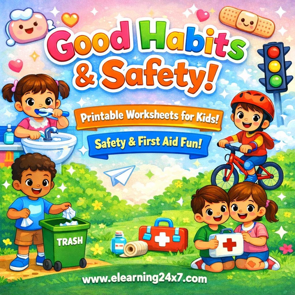 elearning24x7's tweet image. Make learning simple, fun, and meaningful with our printable worksheets, designed to build clean habits, good manners, and safety awareness from an early age.

Download now: elearning24x7.com

#GoodHabitsForKids #SafetyLearning #EVSWorksheets #PrintableWorksheets