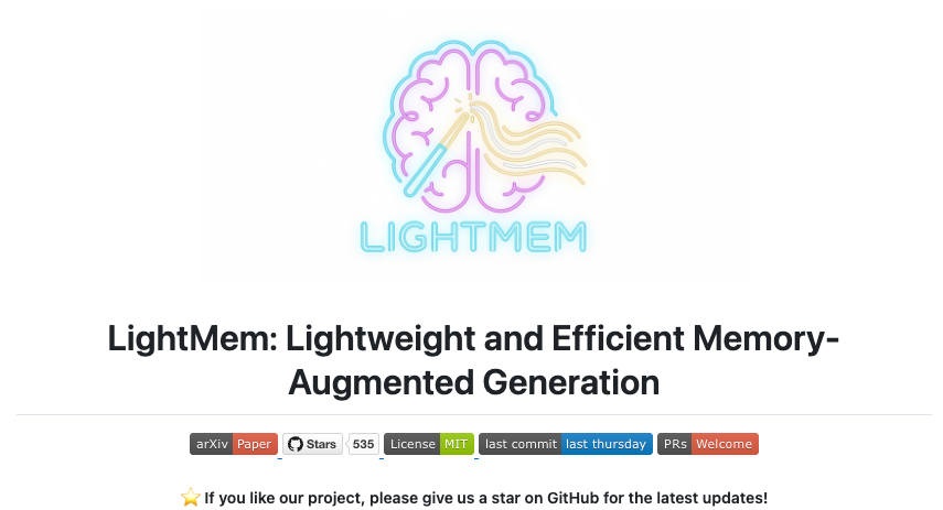 zxlzr's tweet photo. We’re thrilled to share that our team’s work LightMem has been accepted to ICLR 2026 🎉

Paper: https://t.co/e7Zhk74fzh 

Code: https://t.co/Mlyaxqf9KY

LightMem is a lightweight, modular memory system for LLM agents that enables scalable long-context reasoning and structured memory management across tasks and environments.

Recent updates:

1️⃣ Introduced a comprehensive baseline evaluation framework for benchmarking memory layers (Mem0, A-MEM, LangMem) across datasets like LoCoMo and LongMemEval

2️⃣ Released a demo video showcasing long-context handling, along with tutorial notebooks covering multiple usage scenarios

3️⃣ Enabled multi-tool invocation via MCP Server integration

4️⃣ Added full LoCoMo dataset support and integrated GLM-4.6, achieving strong performance and efficiency with reproducible scripts

5️⃣ Supported local deployment through Ollama, vLLM, and Transformers with automatic model loading

#ICLR2026 #LLM #Agents #MemorySystems #LightMem