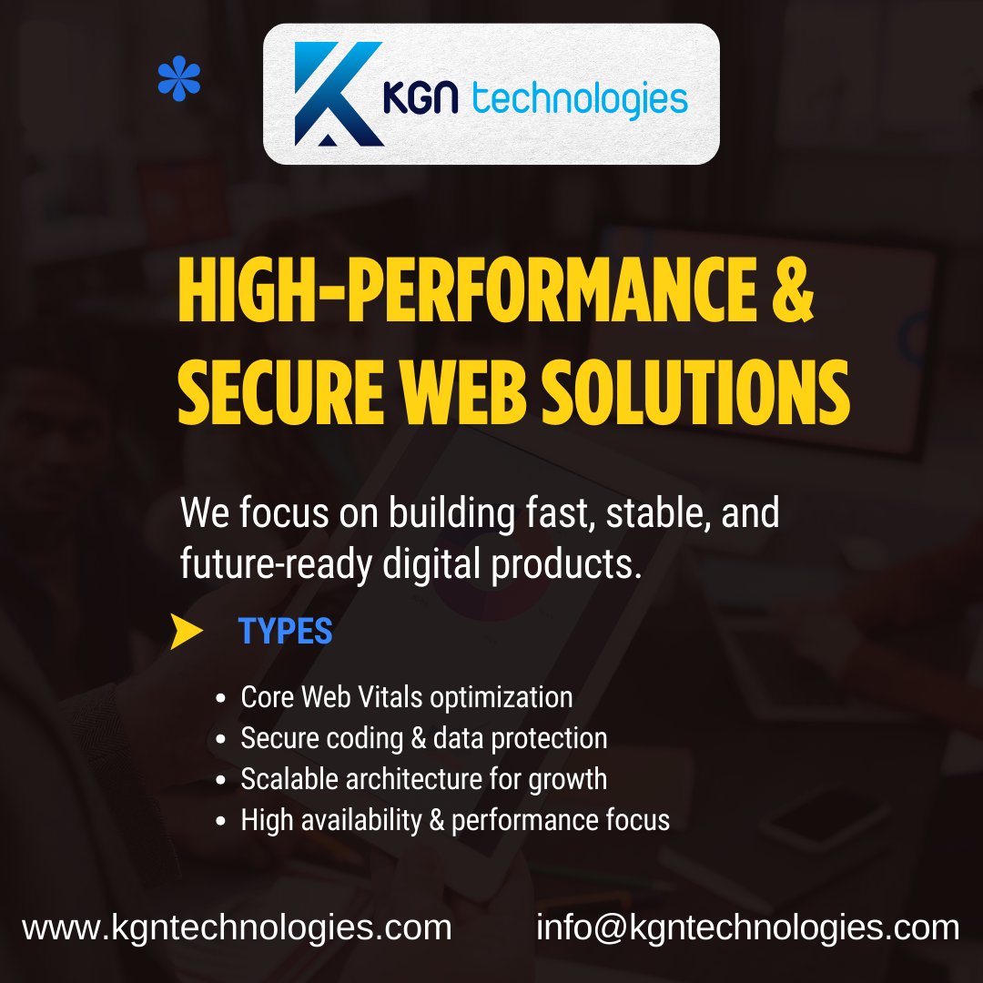 Digital Solutions That Grow Your Business

Smart, secure &amp; high-performance digital solutions by KGN Technologies.

1. Web Development
2. E-commerce Solutions
3. UI/UX &amp; Mobile Apps
4. Performance &amp; Scalability

Let’s build something powerful together

🌐 kgntechnologies.com