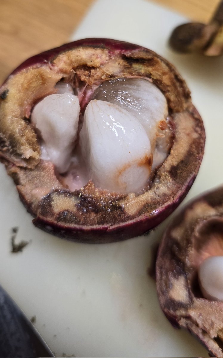 E_L_A_77's tweet photo. Mangosteen &amp; Salak vom Naschmarkt.
Mangosteen is süß, weich und wie Litschi.
Salak ist vom Fruchtfleisch etwas knackiger, hat grosse Kerne und schmeckt wie Birne, Apfel, und a bissi orangig.
zum öffnen war Salak eindeutig leichter 😜
#kostprobe
#neuesprobieren
#weltderfrüchte https://t.co/WPZmDuPjLR
