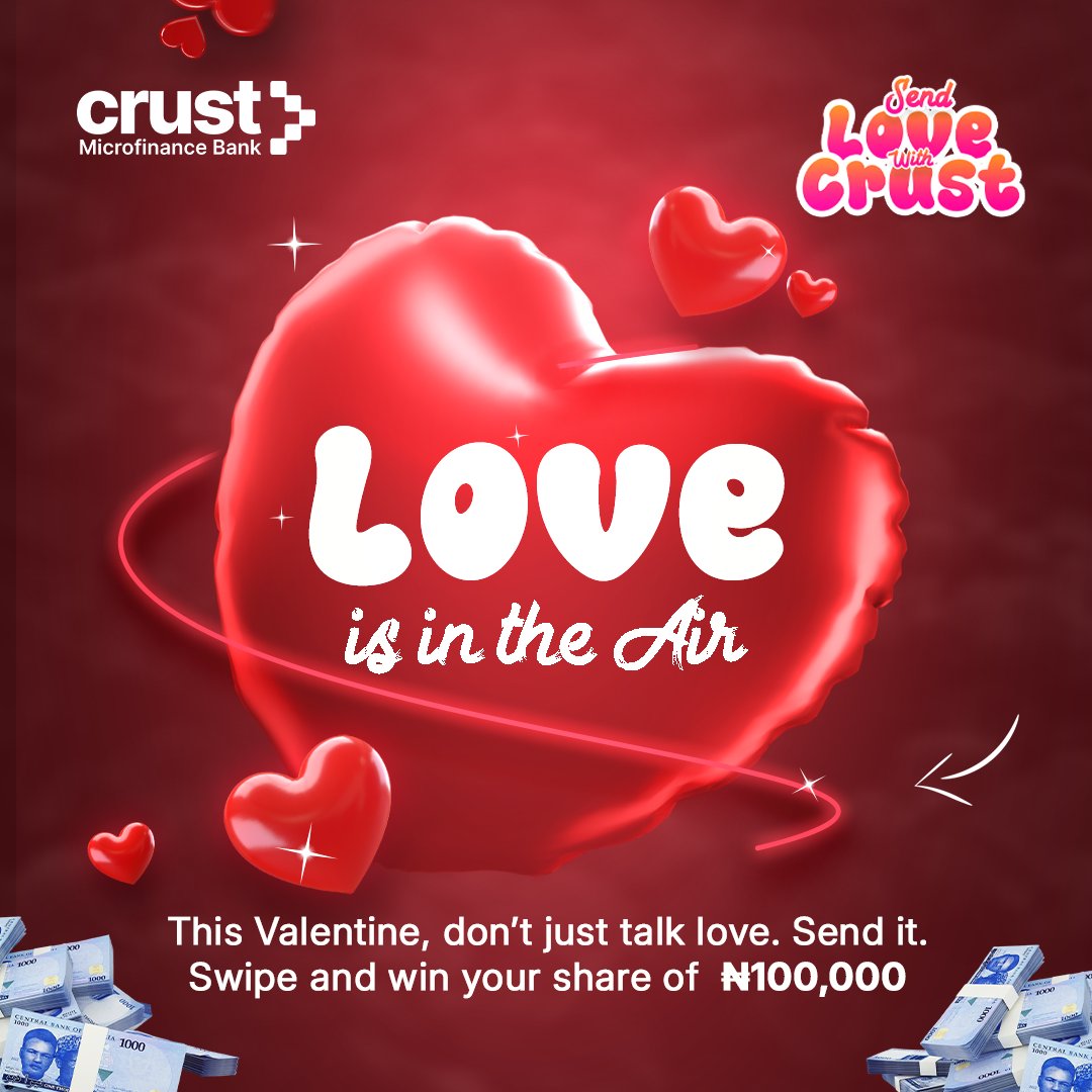 crustmfb's tweet image. Love isn’t just said — it’s sent 💌
This Valentine, Send Love with Crust and stand a chance to win ₦10,000.

Head to our IG for all the details.

Challenge ends after midnight on the 14th.

Winners will be announced shortly. Stay tuned.

#CrustPersonal #CrustLoveAlert