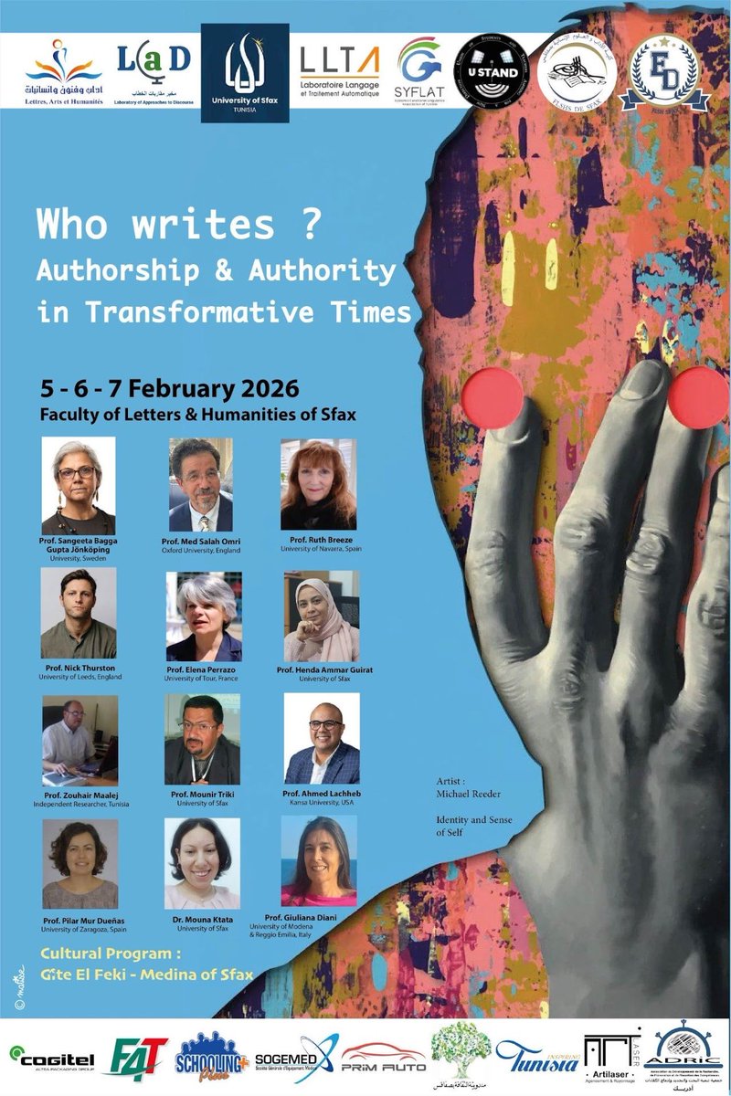 IntergediUZ's tweet photo. Last Saturday our co-PI @pilarmurduenas delivered a plenary at "Who Writes? Authorship and Authority in Transformative Times" (Sfax, Tunisie):

🗣️ “Authorial Voices in Digital Expert Knowledge Dissemination: Discursive Roles and Audience Relationships

https://t.co/LTNpRMyPTm https://t.co/gZSYmGizcs