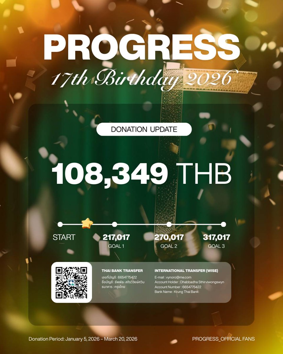 UPDATE : 9.2.2026
------- 108,349 บาท✨

พวกเรามากันครึ่งทางแล้ว ขอแม่ๆ พี่ๆ มัมหมี ใจดีช่วยกันหยอดกระปุกดันยอดไปให้ถึง Goal1 กันค่ะ คืนนี้มีปาสลิปในไลน์ อฟช. ด้วย มามุงกันนะคะ  #ด้อมภภ ✌ 🙏💚