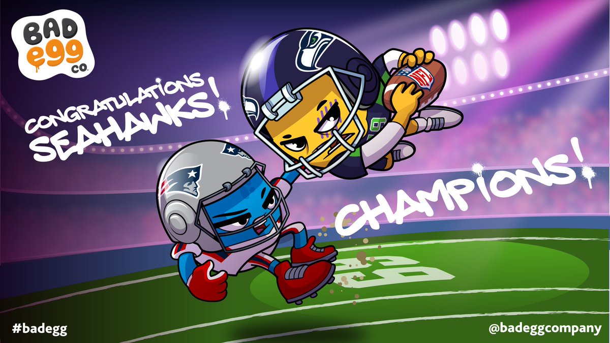BadEggCompany's tweet photo. Congrats to the Seattle Seahawks on their SuperBowl 60 win yesterday! https://t.co/DmO18u2Je6