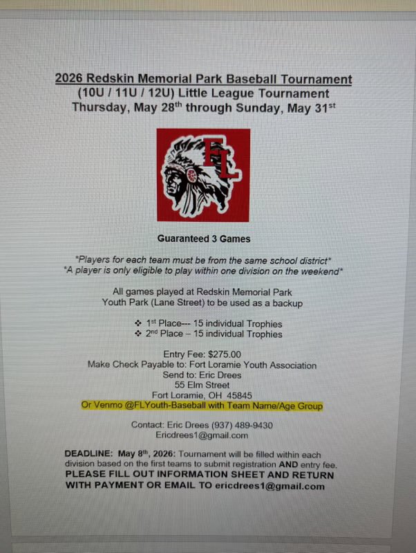 Fort Loramie Youth Baseball tweet media