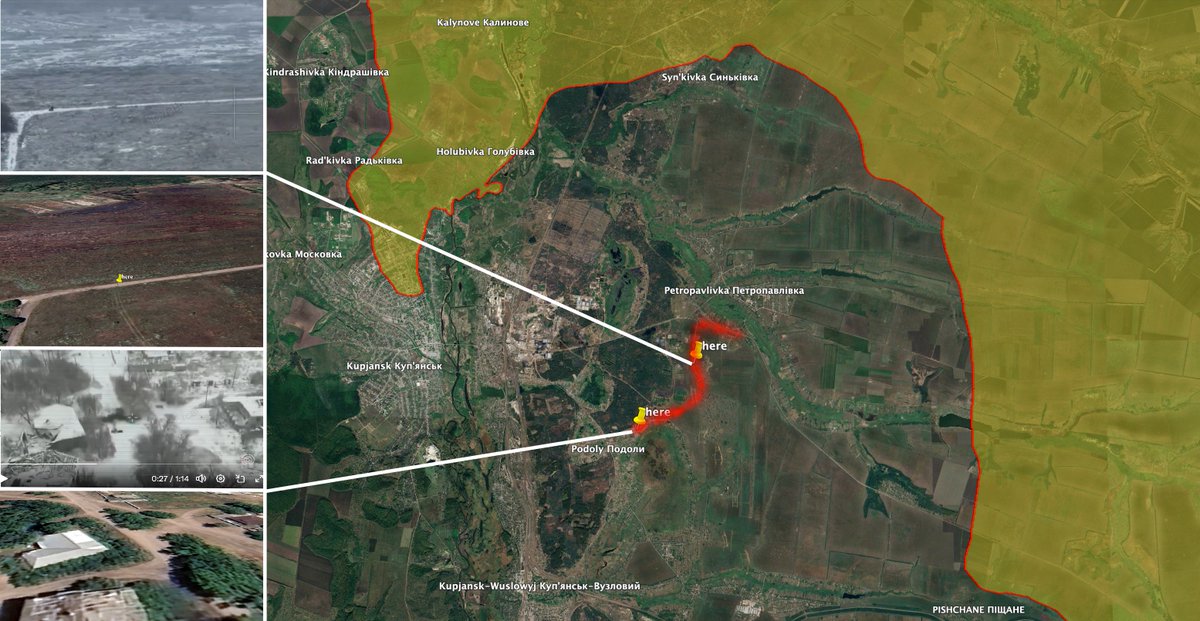 JulianRoepcke's tweet photo. #NewsMap 
Large Russian mechanized assault on #Podoly in the center of the Eastern Oskil pocket, Kharkiv oblast.
Maybe someone can explain to me how this is possible ...
cc @UAControlMap https://t.co/0OkbKJqdRj