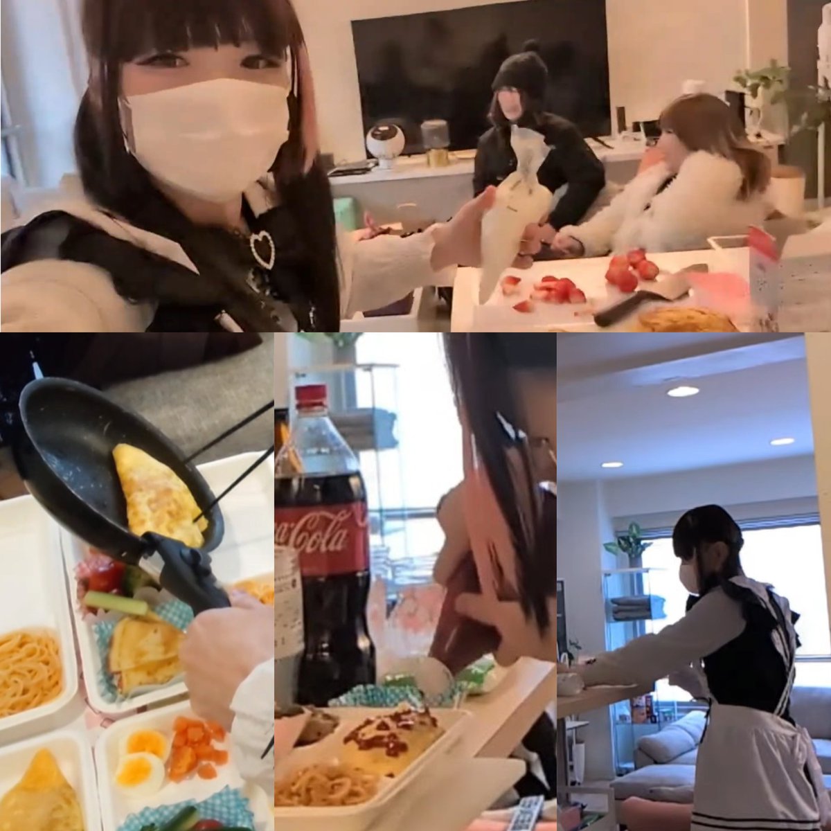 昨日はランチ会してきました✨👩🏻‍🍳
雪の中来てくれて本当にありがとう！🥹誕プレもありがと〜✨🔪初めてレンタルスペース借りてやってみたけど調理環境って本当に大事😹
本日のメニュー(10人分)
・オムライス
・肉巻きいろいろ
・サラダ
・ちくわチーズ/梅きゅうり
・カニクリームパスタ
・苺クレープ