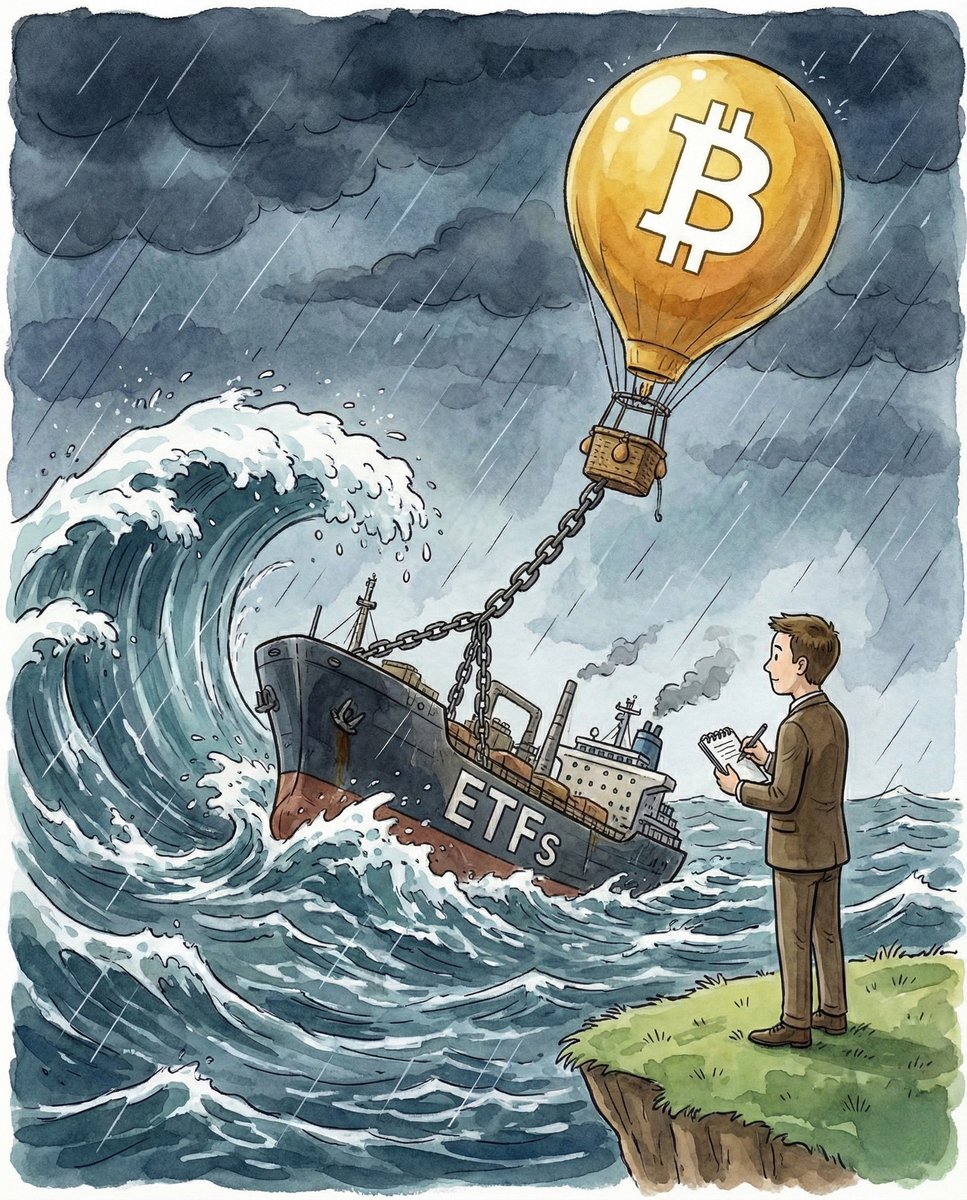 GrahamStephan's tweet photo. $BTC aspired for the Blackrock seal of approval for years. The ETFs would take them mainstream and bring in massive inflows of capital. They got what they wanted.

But they forgot that when you invite Wall Street in, you change the market structure entirely. The power moved from Owners to Renters.

Before the ETFs, the market was dominated by Owners.

These are people who view Bitcoin as a long-term asset. Whether they use hardware wallets or exchanges, they are here for the 10-year cycle. They do sell bitcoin and cause crashes – but it isn't because the stock market is crashing or the vibes are off. Owners saw Bitcoin as uncorrelated with the rest of the market, and behaved that way.

The ETFs flooded the market with Renters.

These are investors who view Bitcoin as a temporary trade – think pension funds, hedge fund investors, and macro traders. They don't want to own the house. They might not even believe in Bitcoin as an asset. They just want to lease the price action.

ETFs pumped in a lot of money that took Bitcoin to all-time highs. But the problem with the ETFs is that they also removed the friction. If a Renter gets scared because the stock market dips, they can dump their entire Bitcoin position with a single click, right alongside their losing tech stocks just to feel a bit calmer.

Bitcoin is no longer priced by the high conviction of the Owners who are willing to weather the storm. It is priced by the anxiety of the Renters who are leaving the moment the rent gets expensive. This is turning market dips into Bitcoin crashes.

The correlation between the Nasdaq 100 and Bitcoin was as high as 0.8 recently.

The industry wanted the institutions. They got them. Now they have to deal with the baggage they brought with them.

Bitcoin is no longer an uncorrelated asset or a safe haven.

To learn how your strategy needs to change, read the deep-dive on my newsletter. I'll be dropping the link in the comments.