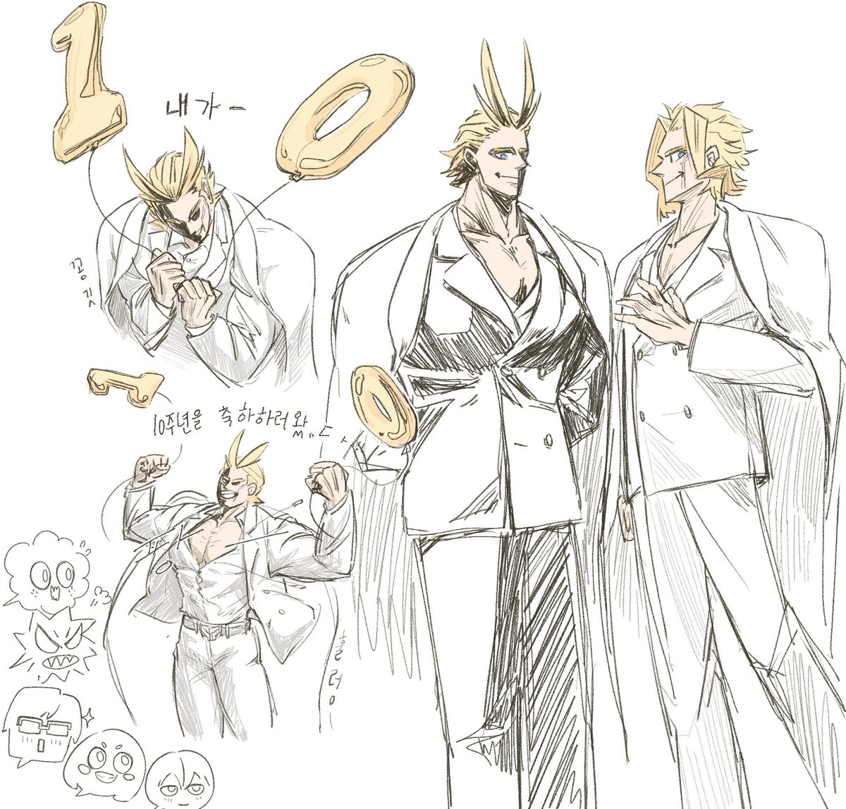 10주년 올마 흰정장 보자마자 꼭그리고 싶었는데ㅎㅎㅎ 머슬폼정장최고..╰(*´︶  `*)╯♡