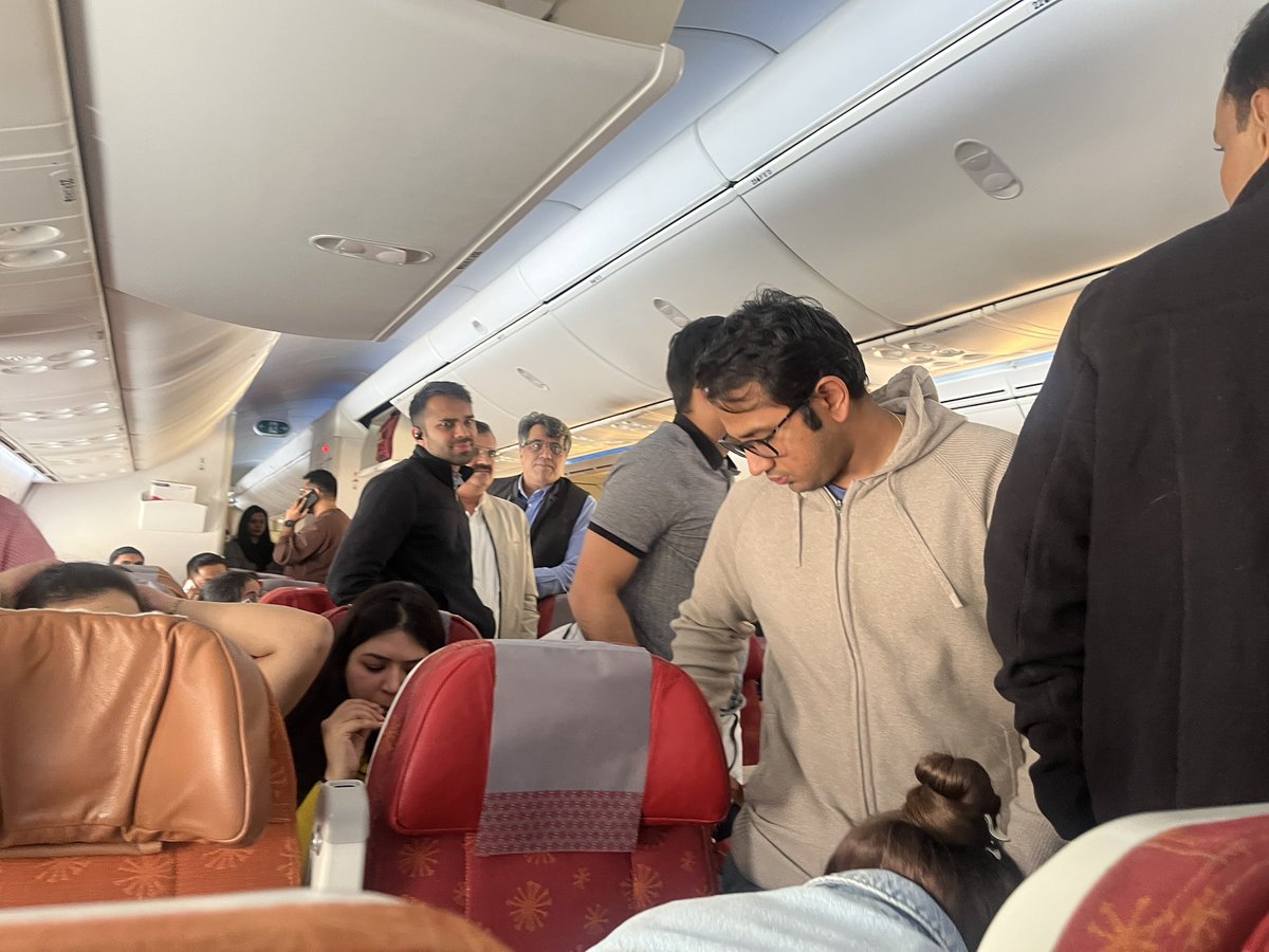 drpunitsethi's tweet photo. #Airindia #Flight 2425 Delhi to Mumbai on 09 Feb 26 today- diverted to #Ahmedabad. I am in flight. Don’t know reasons for diversion. We are now at Ahmedabad. Refuelling of flight going on. Hope to reach Mumbai by #evening. @airindia @AirIndiaX request provide water &amp; coffee #RT https://t.co/nGUe8zB2ov