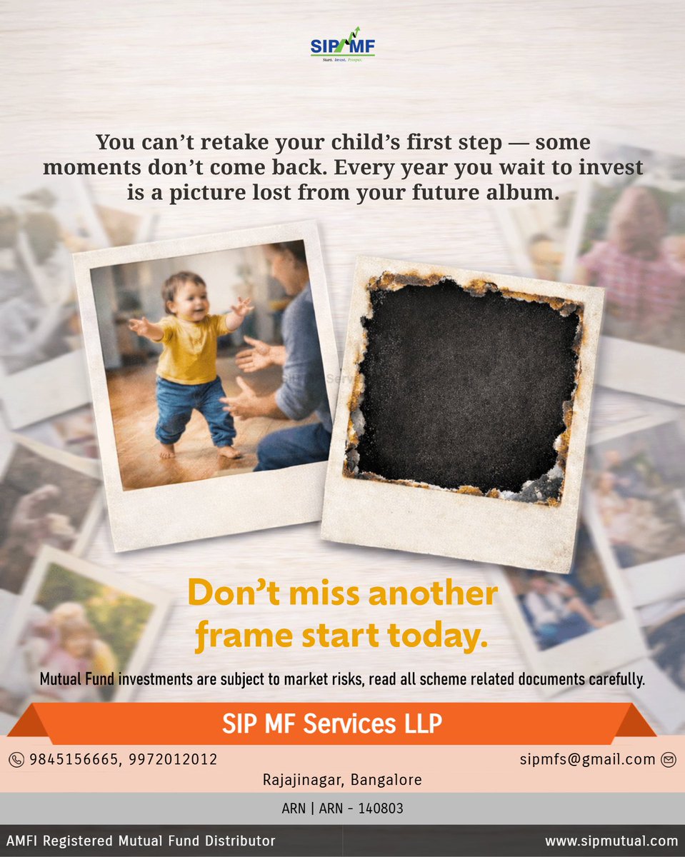 SIP_MF_LLP's tweet photo. Some moments can’t be replayed.
And some opportunities can’t be recovered.
Your child’s future deserves preparation, not regret!
Contact us to start SIP for your Child's future today!

#ChildFuturePlanning
#StartEarly
#GoalBasedInvesting
#PlanBeforeItsLate
#FamilyGoals https://t.co/LRlGUbg3CC