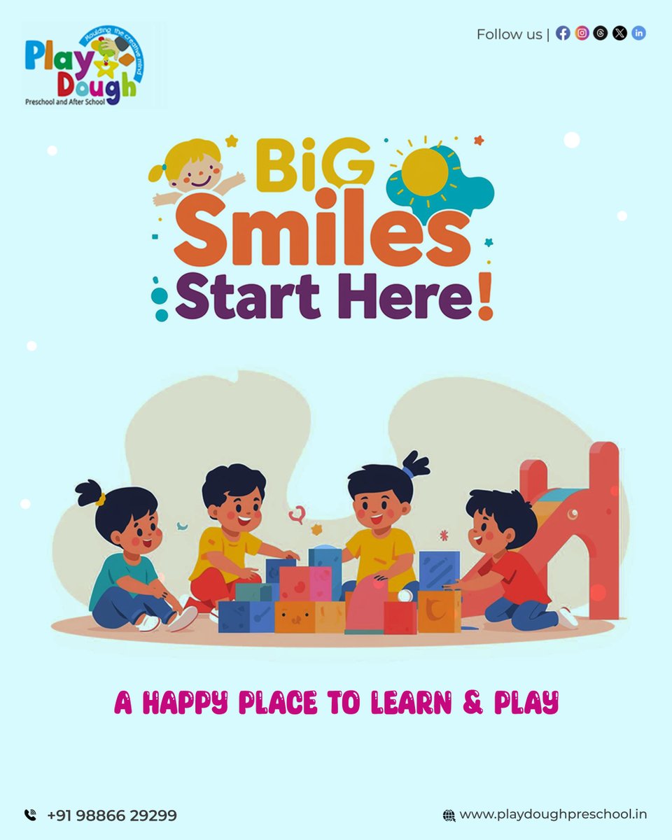 playdoughschool's tweet photo. Where little learners smile, play, and grow together. A joyful start for lifelong learning. Join us today—enroll now!

📞 Call: +91 98866 29299
🌐 Visit: https://t.co/eTwCBT7W4F

#Playdough #EarlyLearning #LittleLearners #PlayLearnGrow #JoyfulBeginnings #LearningThroughPlay https://t.co/Nqa7ekMtzg