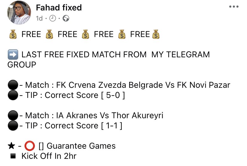 of_fixed's tweet photo. @AshCrypto Free sure odds check my new Facebook page 👇
https://t.co/tcXYxlDd4n https://t.co/sZuOk5b5aO