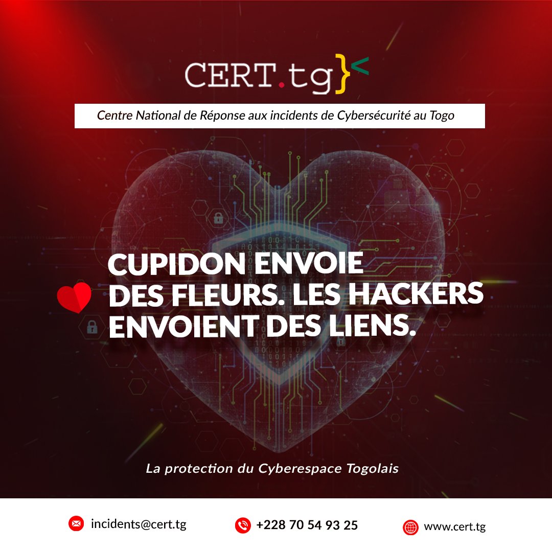cert_tg's tweet photo. Vivez l'amour mais protégez votre vie numérique des cybercriminels, même durant le mois de l'amour ils tenteront de vous piéger. https://t.co/YhDKnMZY1b