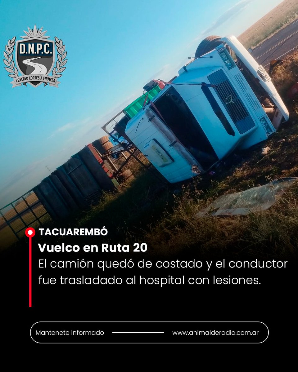 adrprensa's tweet image. 🇺🇾 Tacuarembó | Un camión volcó en la Ruta 20

✅ Para más información 📲 Hacé clic en el enlace ⬇️⬇️⬇️
instagram.com/p/DUiLHdaDxiV/

#Uruguay #Tacuarembó #PasoDeLosToros #Policiales