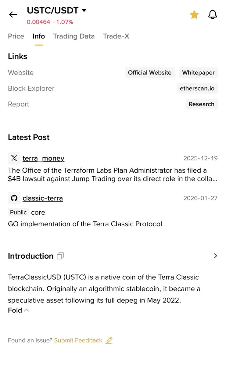 An introduction change #USTC 🧐 

First pic taken on 26 September 2023. 

Second pic taken 09 February 2026. 

$USTC #Binance Introduction.