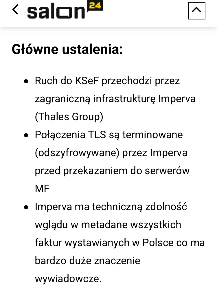 Wysyłając dane naszych firm przez zagraniczne serwery, oddajemy mapę skarbów polskiej gospodarki prosto do rąk konkurencji. To jak zaproszenie lisa do kurnika i liczenie, że będzie pilnował kur. Dzięki KSeF nasi „sojusznicy” nie będą już musieli zawracać głowy naszemu ministrowi