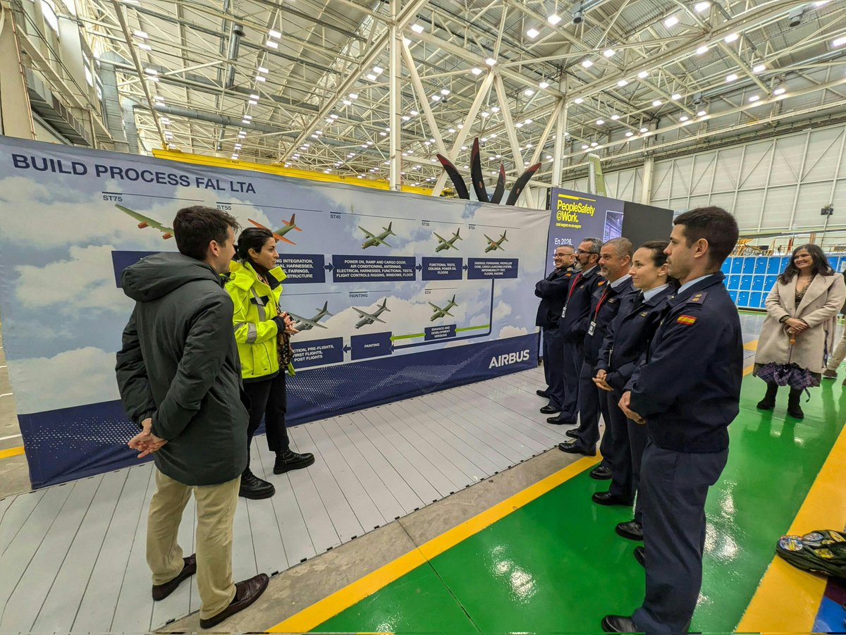 Ala46_ea's tweet photo. El 27 de enero, personal de la Base Aérea de Gando visitó Airbus en Sevilla para conocer el nuevo C295 MSA. Recorrieron simuladores, centro de entrenamiento y hangar. La entrega será en el 2º semestre.
#EjércitodelAireydelEspacio #BaseAéreaDeGando #C295MSA #AirbusDefenceAndSpace https://t.co/AIFLoYTrAw