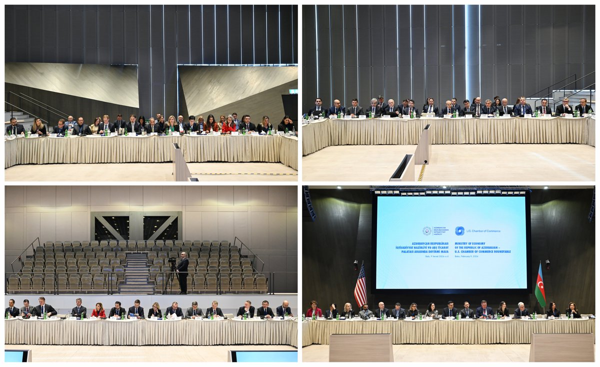 MikayilJabbarov's tweet photo. The elevation of #Azerbaijan–#US relations to the level of strategic partnership, reflecting the political will of the Heads of State, creates broad opportunities to diversify #economic cooperation.

At the Roundtable with the Business Mission led by Khush Choksy, Senior Vice President, International Member Relations & Senior Vice President, Middle East & #Türkiye at the U.S. Chamber of Commerce (@USChamber), we underscored that Azerbaijan’s #macroeconomic stability and the #business environment shaped by continuous #development principles provide a strong foundation for new partnerships.

We also discussed ways to promote joint activities between Azerbaijani and U.S. business communities, next steps to expand cooperation in #energy, #transport, #investment, #trade, industry, innovation, and #digitalization, and potential projects in these areas.

#EconomyAz