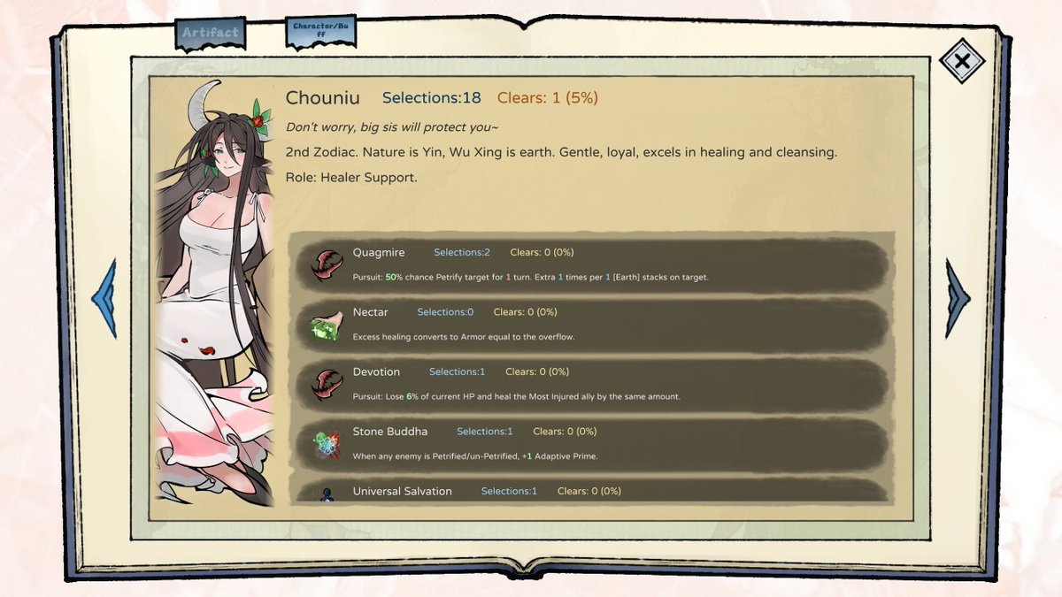 Match12_CZ_Wars's tweet photo. The Panoramic Tome is about to go live, allowing you to view the Divine Arts, skills, and artifact attributes of all the Divine Maidens—all clear at a glance.#indiegame #IndieDevs https://t.co/maD98DC8pM