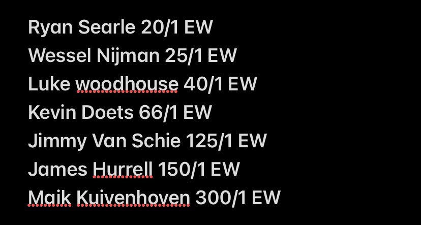 EliteDartsTips's tweet photo. First few players Championship events of the year and here’s some nice each way bets I’ve picked out ⬇️

#PDC #darts https://t.co/FGXEH2VZnl