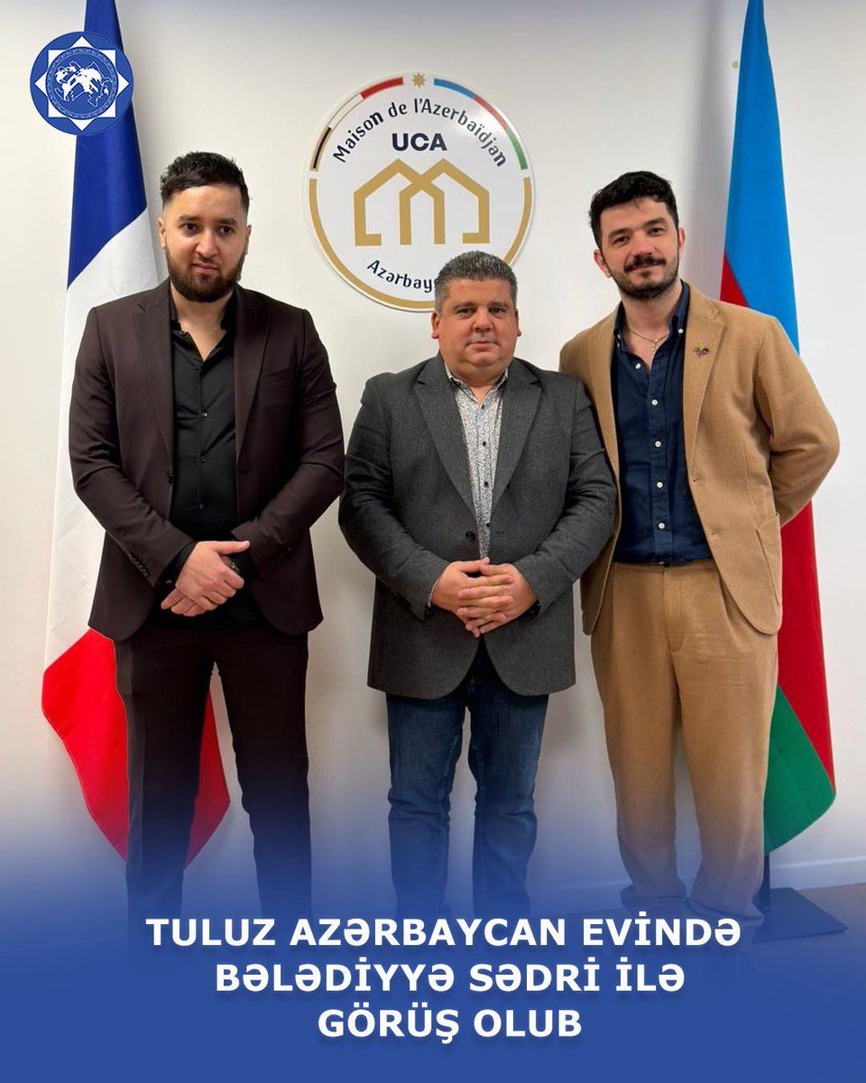 DiasporaAz's tweet photo. Fransanın Tuluz şəhərindəki Azərbaycan Evində Cənub-Qərb Mədəni Assosiasiyası – Azərbaycan İcmasının Birliyinin prezidenti Məhəmməd Eyvazov və vitse-prezidenti Rza Mövsümov ilə şəhərin qərb bölgəsinin bələdiyyə sədri və rayon meri Kristof Alves arasında görüş olub. Görüşdə qarşılıqlı əməkdaşlıq imkanları müzakirə edilib.
Qonağa Azərbaycan Evinin fəaliyyəti, uşaqlar və böyüklər üçün təşkil olunan sosial, mədəni və maarifləndirici layihələr barədə ətraflı məlumat verilib. 

https://t.co/9WwCUqzPQ4

#AzDiaspora 
#DiasporKomitəsi 
#Azərbaycan #Azerbaijan #Fransa