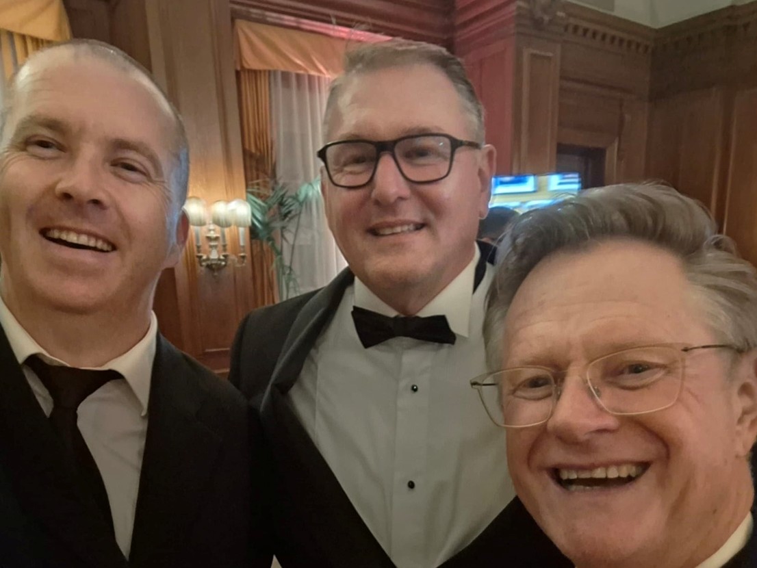CMSMetLab's tweet photo. We’ve officially kicked off #MiningIndaba2026. The exclusive @mineandwine event set the tone for an exciting week ahead,  bringing together African and global mining leaders. Seen here with Ben Knights  &amp; Frank Crundwell, is @CraigHutton, powering Saturday's epic evening.#MI26 https://t.co/wUA9O0pDZQ