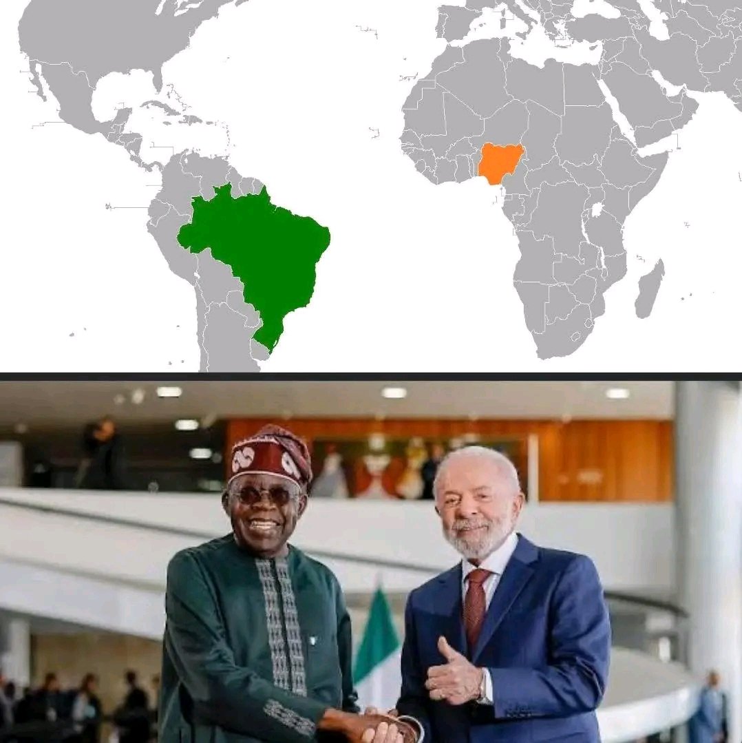 When you look at the world map, Nigeria is surprisingly close to Brazil.

They face each other directly across the Atlantic Ocean. 

The distance from Nigeria to Brazil across the Atlantic Ocean is approximately 4,500 miles.

By sea, a commercial ship traveling from Lagos to Rio