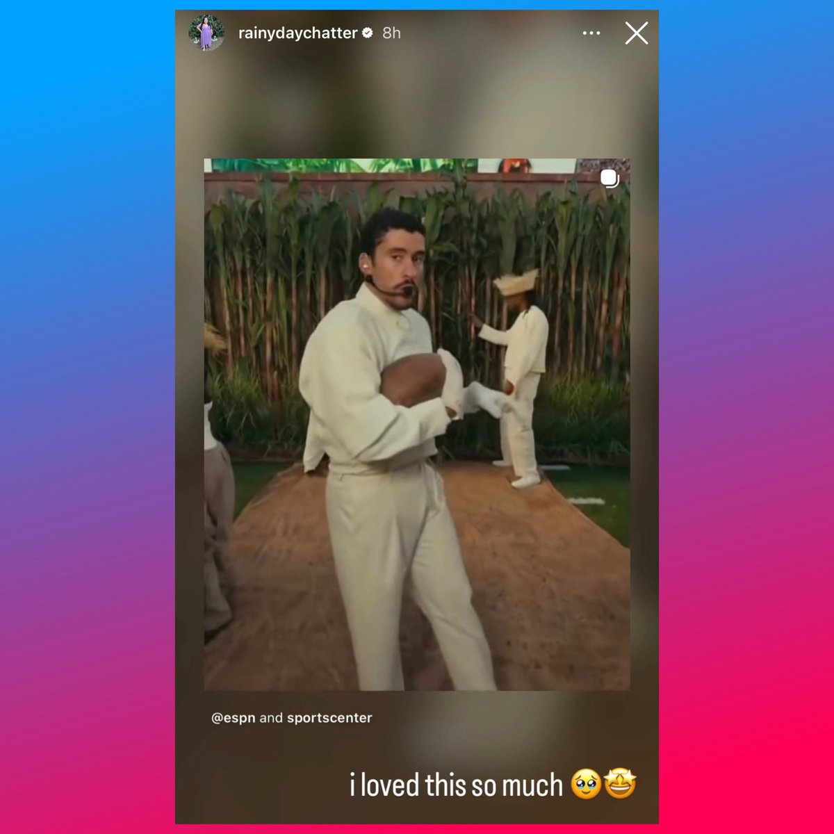 ChartsOfRaini's tweet photo. Raini Rodriguez shows support to #HalftimeShow stage partner Bad Bunny via instagram Story.📱 

— “I loved this so much 🥹🤩”

Notice how she didn’t mention her performance because she doesn’t wanna overshadow his moment. Such a Queen ❤️ #SuperBowlLX 🏈 https://t.co/OEVd6hqJFy