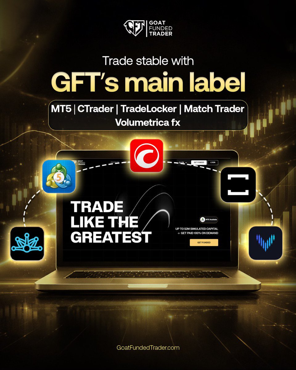🚨 PLATFORMS YOU CAN TRADE WITH GFT 🚨

Trade with confidence on GFT’s main trading infrastructure.

✅ MT5
✅ TradeLocker
✅ MatchTrader
✅ CTrader
✅ VolumetricaFX

Just stable execution, professional tools, and the environment serious traders expect.

Trade like the greatest.