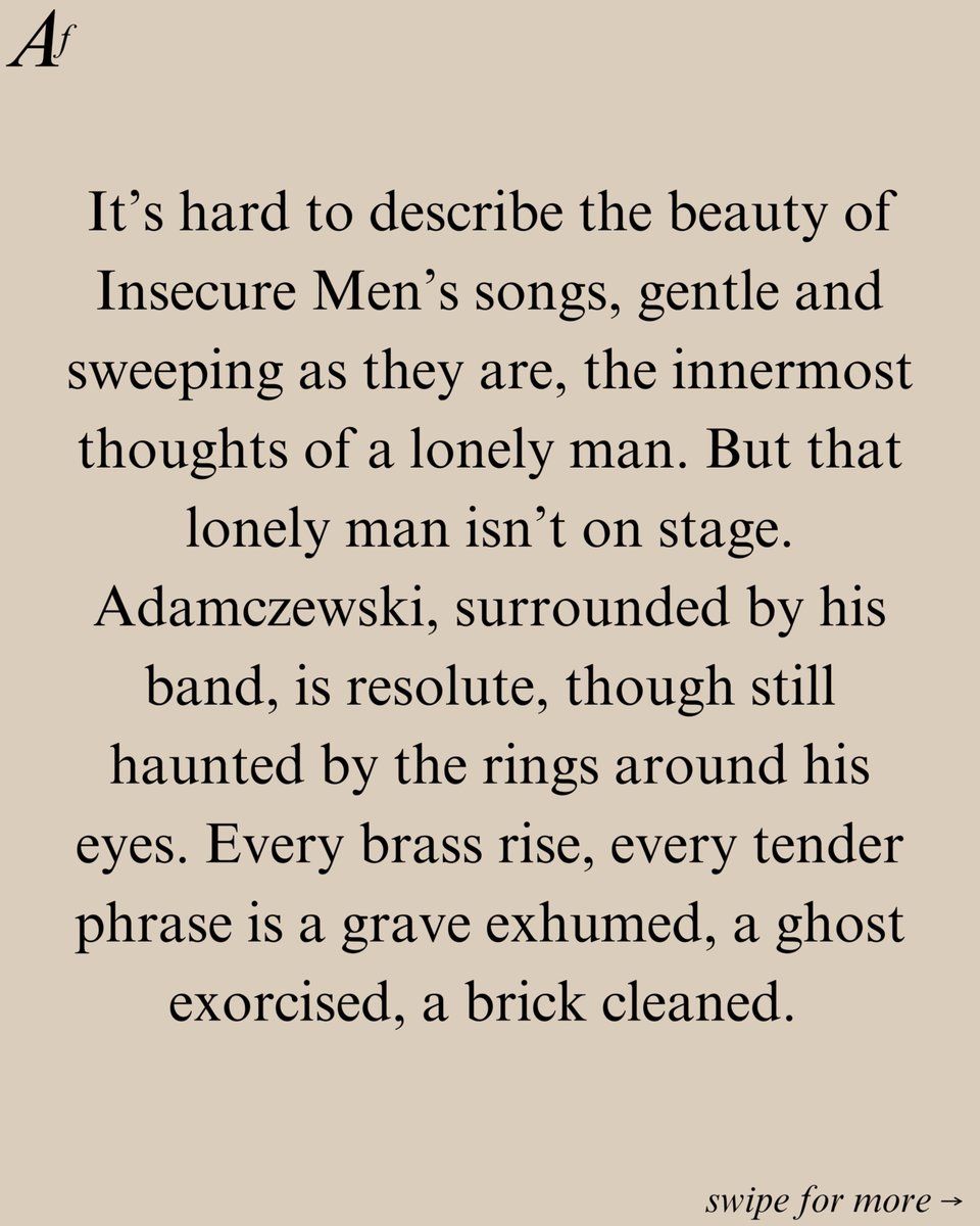argusfarmusic's tweet image. GIG REVIEW: @InsecureMen , supported by Bell Practice and The Rebel at @OsloHackney 

Click the link for the full review!

argusfar.com/2026/02/09/tul…

#insecuremen #newmusic #gigreview #fatwhitefamily #bellpractice #hackney #sauladamczewski #musicmagazine