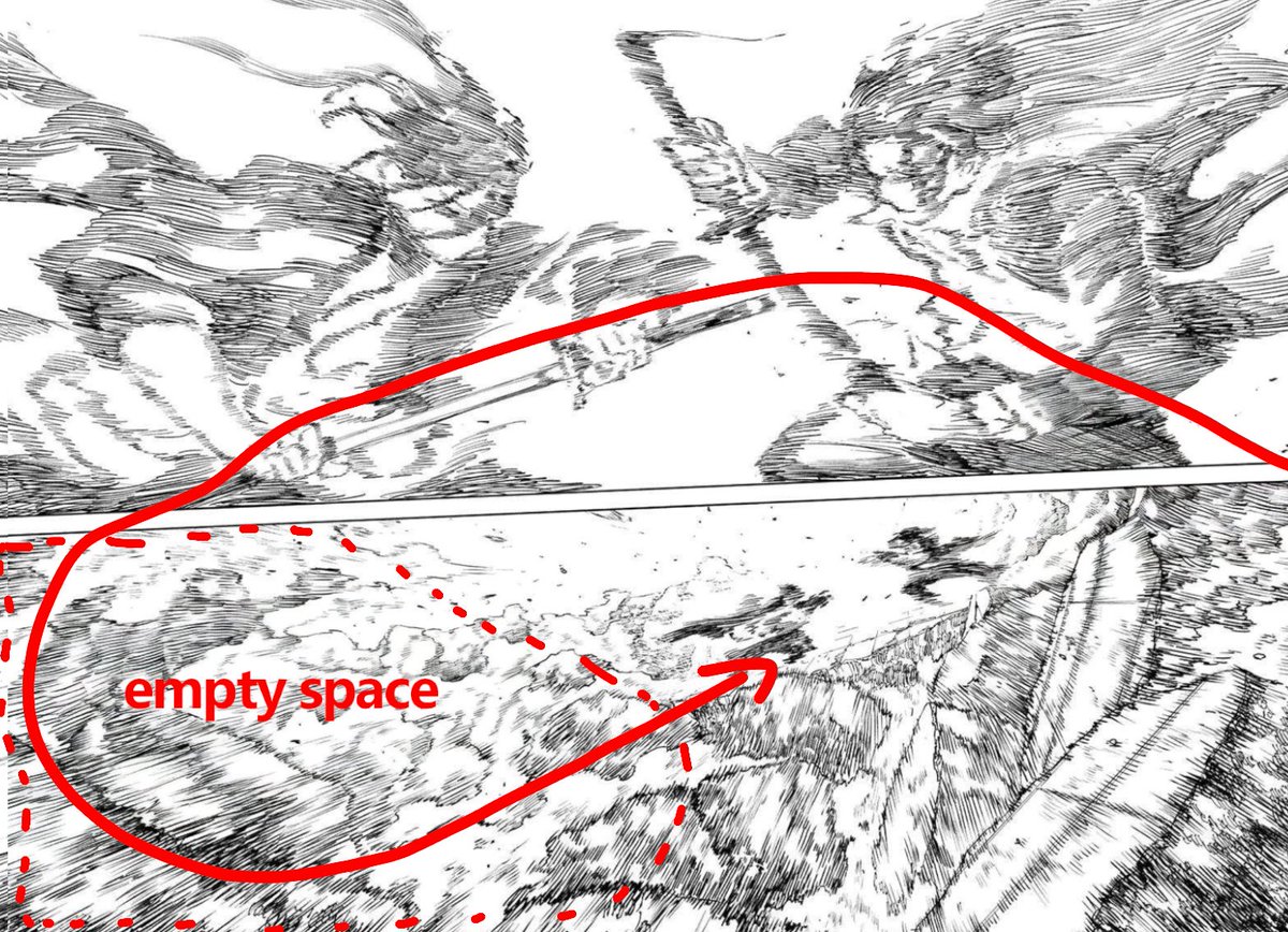 This may seem over the top

The art is so detailed that perhaps some directional readability is lost in the motion. So the smaller panels are framed to bring your natural reading focus to the middle.

Works twice as they're the core of destruction, the linework spawns from them