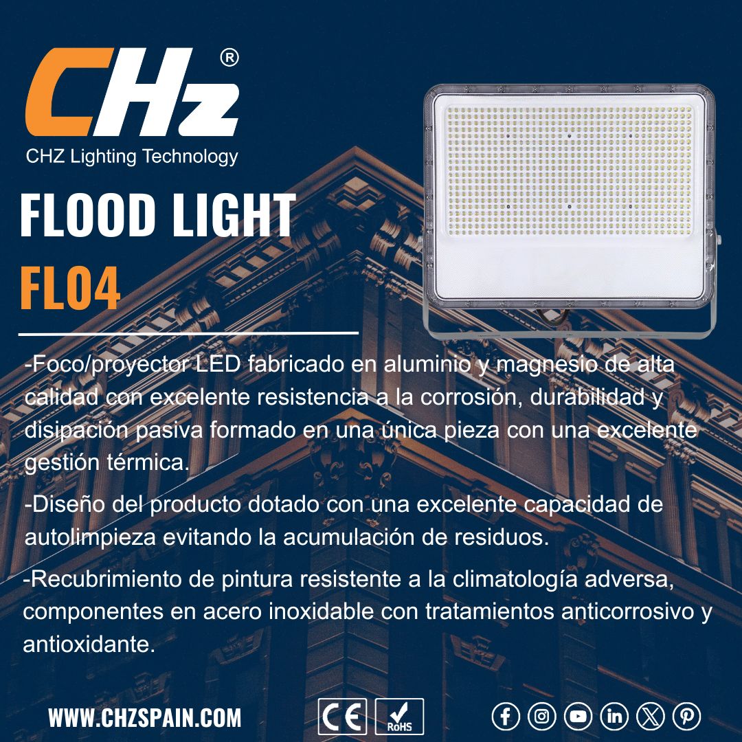 ChzSpain's tweet photo. #Proyectorled FL04: eficiencia, robustez y rendimiento para interior/exterior.
Alta eficiencia lumínica 
Aluminio ADC12 + IP65/IK08 
Óptica uniforme sin deslumbrar.
Ideal para fachadas, perímetros, zonas industriales y parkings.

 https://t.co/26QeoGYH9S

#focoled #ledlights https://t.co/cCSt3pm8o6