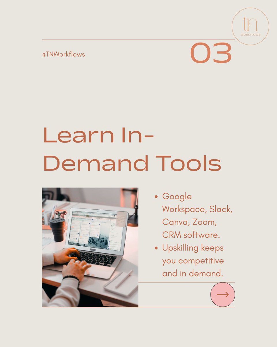 tnworkflows's tweet photo. 𝙒𝙖𝙣𝙩 𝙩𝙤 𝙩𝙖𝙠𝙚 𝙮𝙤𝙪𝙧 𝙑𝘼 𝙨𝙠𝙞𝙡𝙡𝙨 𝙩𝙤 𝙩𝙝𝙚 𝙣𝙚𝙭𝙩 𝙡𝙚𝙫𝙚𝙡? 💻✨

Being a great Virtual Assistant isn’t just about completing tasks—it’s about being organized, proactive, and constantly improving. https://t.co/8tcJiv0GlP