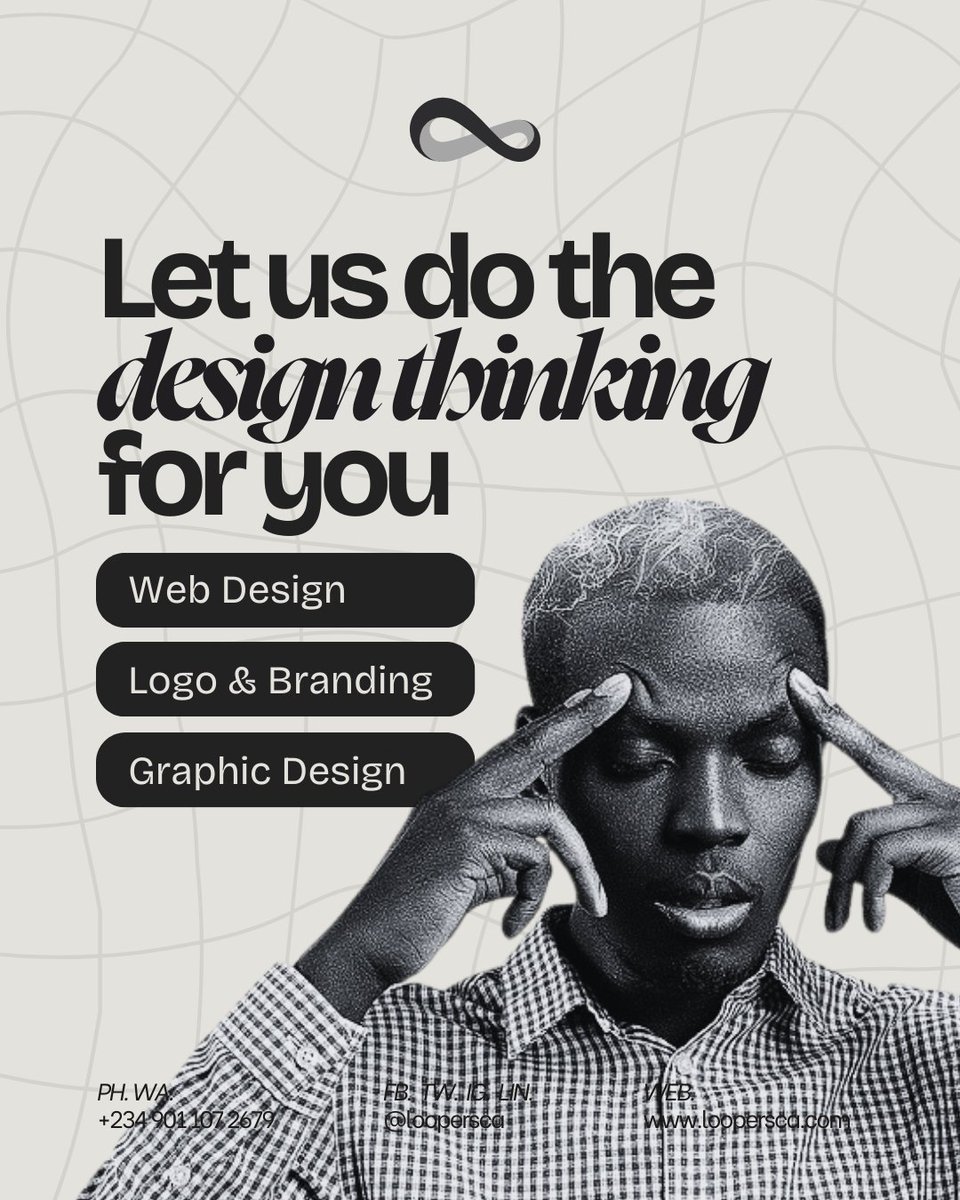 loopersca's tweet photo. You don't have to do all that thinking yourself.
Let us handle all your design needs while you focus on crucial matters.

Contact us now ➡️ +2349011072679

______________________________

branding agency in Nigeria

business branding and design

website and brand design https://t.co/Oo2mvPB3va