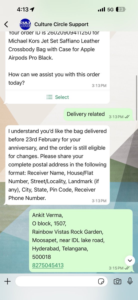 AnkitVerma03's tweet photo. @culturecircIe Your Customer team is very poor in response. Within 15 minutes of order placing I raised the delivery concern and with very poor response I asked to cancel the order within 1 hour of order. Suddenly I get the message seller has accepted &amp; cancelation not possible https://t.co/7V6ZcOu1OO