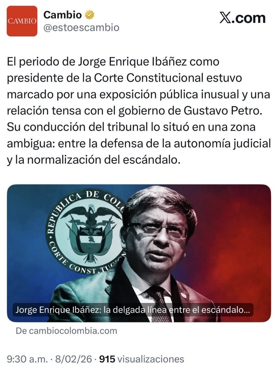 LorenaGarnicaE's tweet photo. Respetuosamente, no estoy de acuerdo con @estoescambio el talante y la valentía del Magistrado Jorge Enrique Ibañez en la defensa de la constitución ha sido determinante en un momento crítico para la estabilidad institucional del país. Solo gratitud con el Profesor Ibañez. https://t.co/BtffcvgQHa