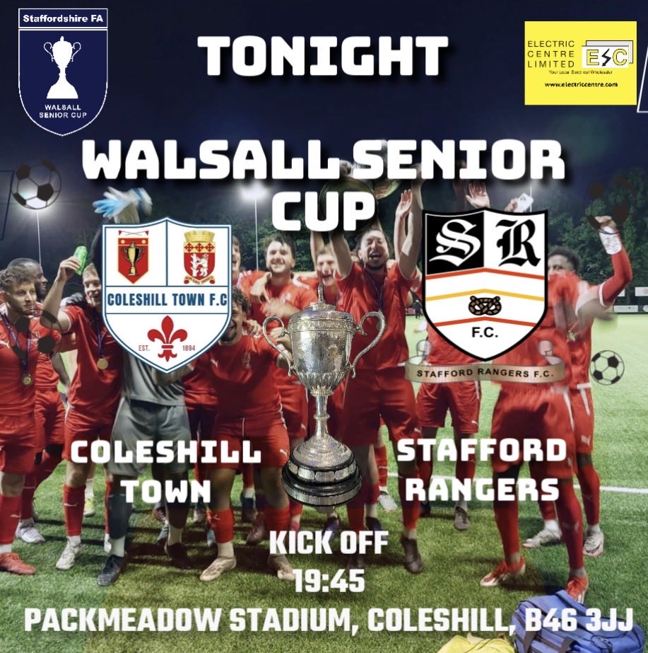 🚨 MATCH DAY 🚨
We are at home against Stafford Rangers tonight. It would be great to see you all at Packmeadow for a good evening of football. 

🗓️ Tonight 
🆚 <a href="/SRFCofficial/">Stafford Rangers FC</a> 
🏆 <a href="/StaffordshireFA/">Staffordshire FA</a> 
⌚ 19:45 K.O 🕰️
🍟🥘🍔🍻 Available &amp; good company!
🏟 Packmeadow, Packington Lane,