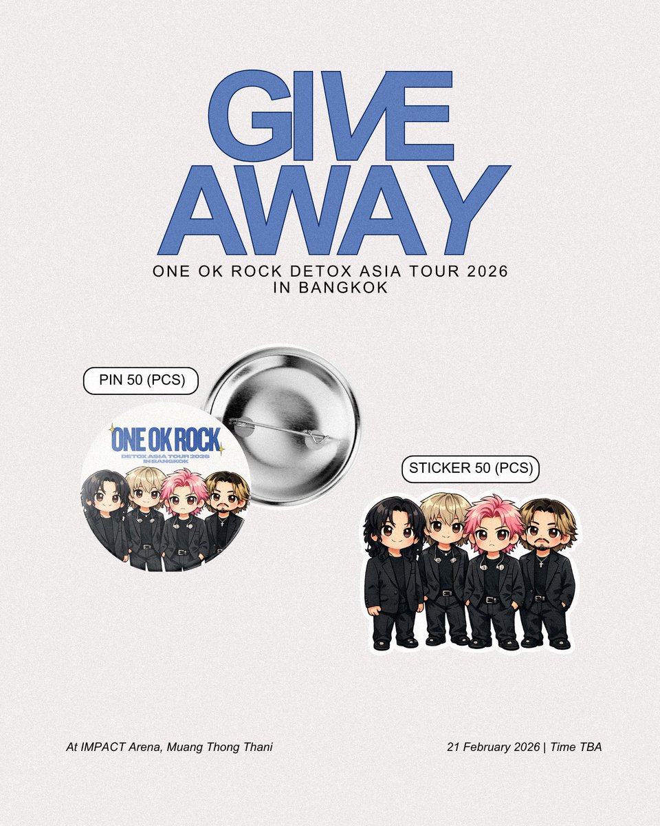nankanongkanan's tweet photo. ✨ 𝙂𝙞𝙫𝙚𝙖𝙬𝙖𝙮 𝙛𝙤𝙧 𝙊𝙊𝙍𝙚𝙧 ✨

𝙊𝙉𝙀 𝙊𝙆 𝙍𝙊𝘾𝙆
𝘿𝙀𝙏𝙊𝙓 𝘼𝙎𝙄𝘼 𝙏𝙊𝙐𝙍 2026 𝙄𝙉 𝘽𝘼𝙉𝙂𝙆𝙊𝙆 

📅 Date : 21 Feb 2026 | Time : TBA
📍 IMPACT Arena Muang Thong Thani 

มีเข็มกลัดและสติ๊กเกอร์อย่างละ 50 ชิ้น น้าาาา
เจอหน้ามารับได้เลย! 🫶🏻

#OORBKK2026 https://t.co/sUlo2n7vRI