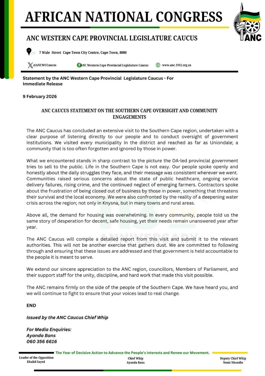 ANC Western Cape Caucus tweet media