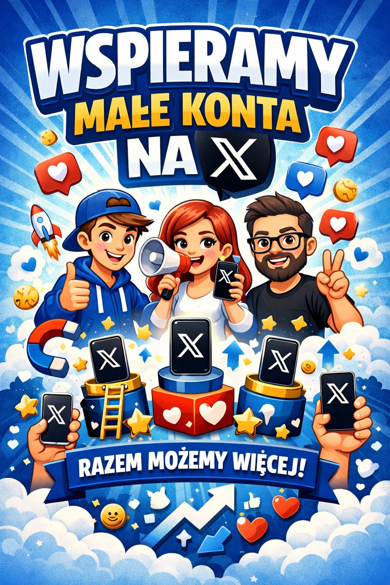 🚨UWAGA ⭕️
DOŁĄCZ DO NAS I WSPIERAJ MAŁE KONTA NA X!
Lajkuj, śledź, komentuj i repostuj – razem pomnażamy zasięgi i budujemy większą społeczność.
Razem możemy więcej! #WspieramyMałeKontaNaX