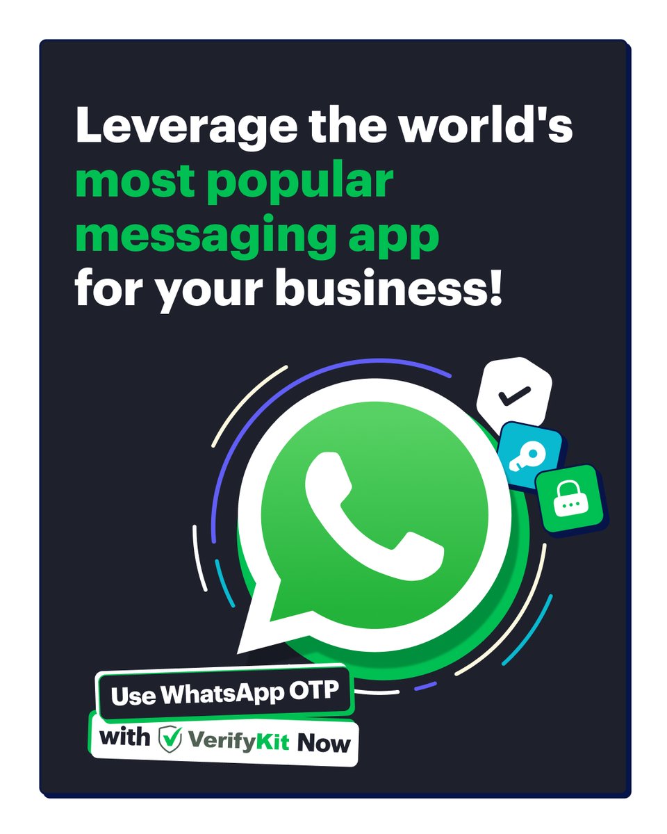 vrfykit's tweet image. Be where your customers are. 

Use the WhatsApp OTP method for your verifications and reach your customers with #Verifykit!
