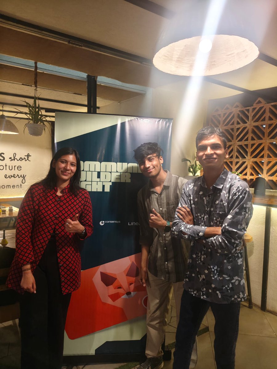 PrinceSahu69495's tweet photo. Had an amazing time at the MetaMask Community Builder Night
Great conversations,solid Web3 energy, and inspiring builders all around.
Thanks to @metamask @Consensys and the community for hosting!
Shoutout to @0xvipin @0xcommunity @harsh_hc07 @francescoswiss @codecrax_ and others https://t.co/WTXnfht3LP