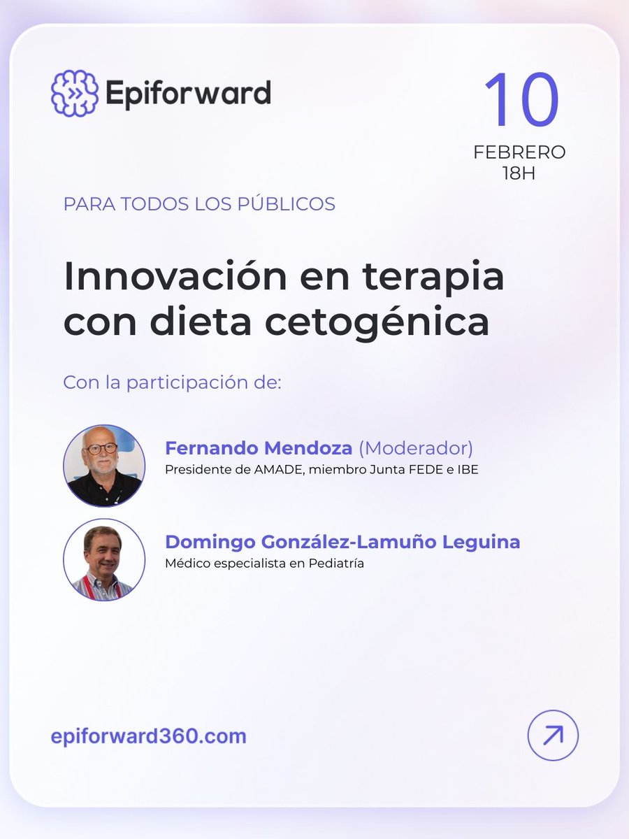 fedeepilepsia's tweet photo. 📅 10 de febrero | 📷 18:00 h Innovación en terapia con dieta cetogénica. En esta sesión de #Epiforward exploraremos su papel más allá del control de las crisis y su impacto en el pronóstico. https://t.co/8oDH1m0JuM #FEDE https://t.co/bhPwZbB18I