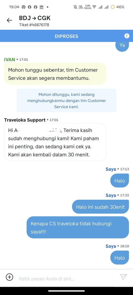 SulthanCenter's tweet photo. @traveloka Mana ada konfirmasi atau solusi, hanya ada perintah refund saja, dan diganti hanya 266 ribu, berapa jam lg chat saya di balas? https://t.co/diVWWR43Ak