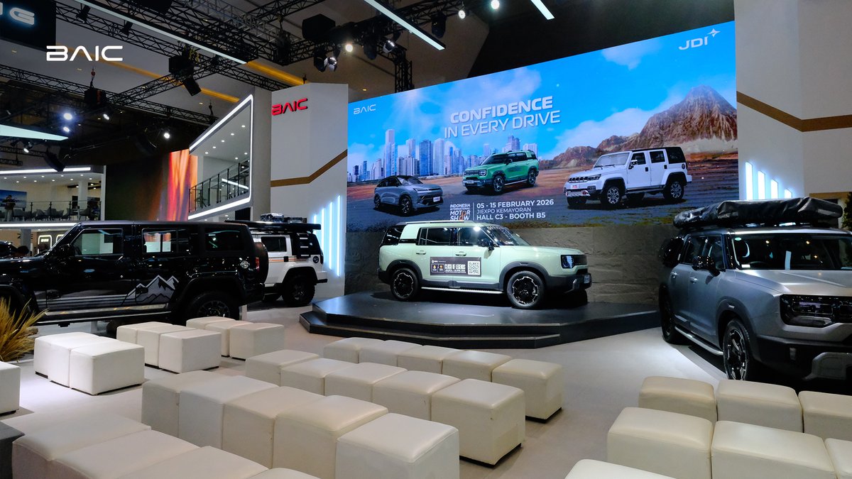 baicglobal's tweet photo. From February 5–15, BAIC has been part of the Indonesia International Motor Show. With BJ30 and BJ40PLUS on display, we continue to demonstrate our confidence and capability. @baicindonesia
#BAIC #BAICENJOYOURIDE #Indonesia #IIMS2026 #BJ30 #BJ40PLUS https://t.co/ZRh5HPqOQq