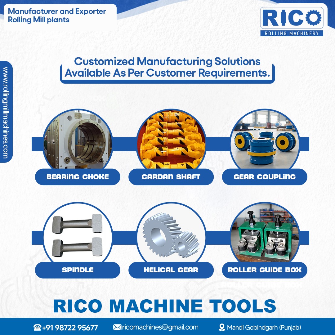ricomachinetool's tweet image. From Bearing Chokes to Cardan Shafts, Gear Couplings, Spindles, Helical Gears &amp;amp; Roller Guide Boxes — we design and manufacture exactly to your requirements. Built strong. Built to last.

#RollingMillMachinery #IndustrialManufacturing #CustomizedSolutions #RicoMachineTools