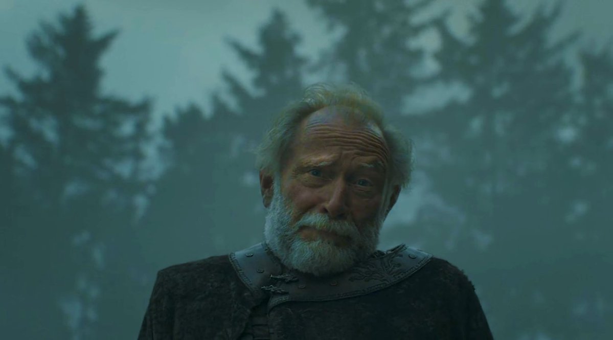 El gesto más cervantino de una obra que expira Quijote en cada episodio.

La mueca del fantasmagórico Ser Arlan acepta la absurdidad de la situación de su escudero: un huérfano del Lecho de Pulgas jugando a ser caballero, pero enarbolando con nobleza ser hijo de sus obras.